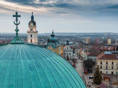 Aerial photo of Advent in Pecs, Hungary-stock-foto