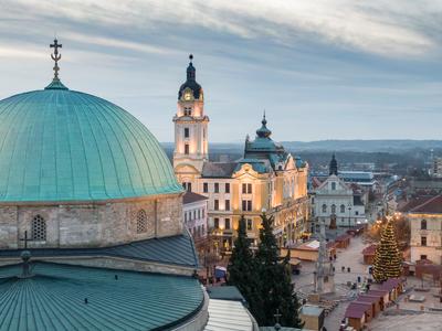 Aerial photo of Advent in Pecs, Hungary-stock-foto