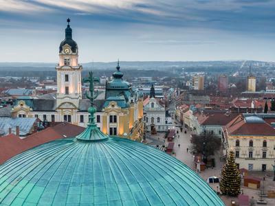 Aerial photo of Advent in Pecs, Hungary-stock-foto