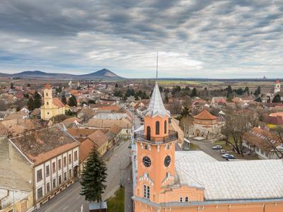 Town hall ins Siklos, Hungary-stock-foto