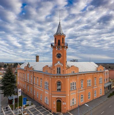 Town hall ins Siklos, Hungary-stock-foto