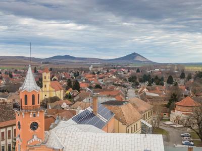 Town hall ins Siklos, Hungary-stock-foto