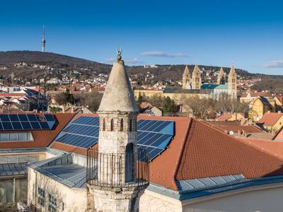 Mosque with a minaret in Pecs, Hungary-stock-photo