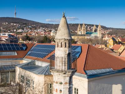 Mosque with a minaret in Pecs, Hungary-stock-photo