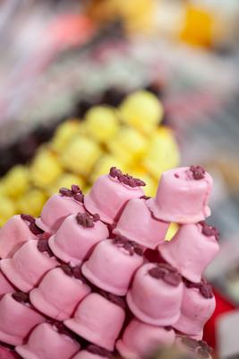 Variety of home made nougat on market-stock-photo