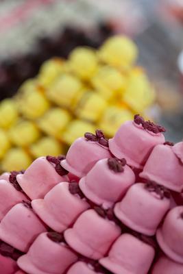 Variety of home made nougat on market-stock-photo