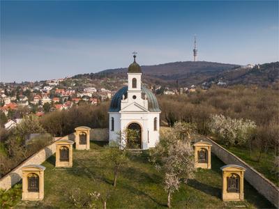 Small chapel in Pecs, hungary, called Kalvaria-stock-photo