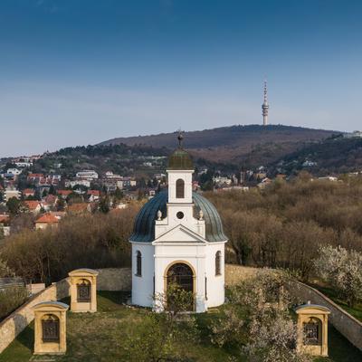 Small chapel in Pecs, hungary, called Kalvaria-stock-photo