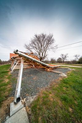 Broken roof after a storm-stock-photo