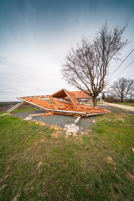 Broken roof after a storm-stock-photo