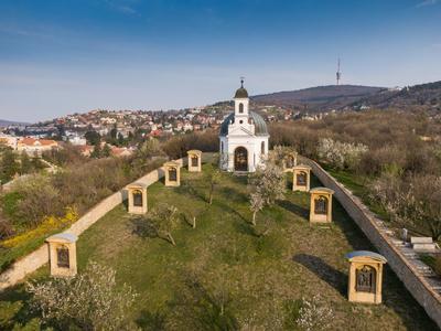 Small chapel in Pecs, hungary, called Kalvaria-stock-photo