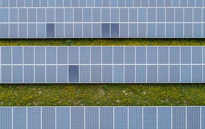 Aerial view to solar power plant-stock-photo