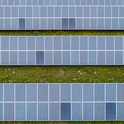 Aerial view to solar power plant-stock-photo