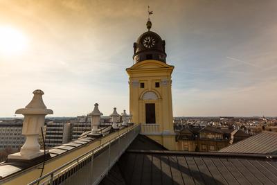 Reformed Great Church in Debrecen city, Hungary-stock-foto