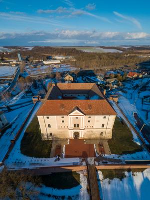 Aerial photo of Castle in Ozora, called Ozorai Pipo vara-stock-foto