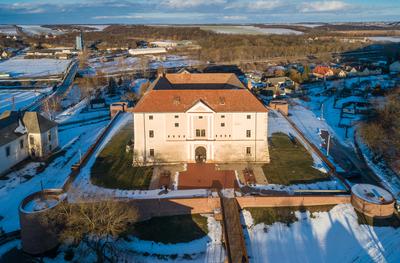 Aerial photo of Castle in Ozora, called Ozorai Pipo vara-stock-foto