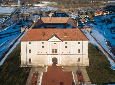 Aerial photo of Castle in Ozora, called Ozorai Pipo vara-stock-foto