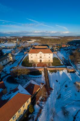 Aerial photo of Castle in Ozora, called Ozorai Pipo vara-stock-foto