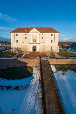 Aerial photo of Castle in Ozora, called Ozorai Pipo vara-stock-foto