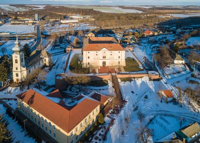 Aerial photo of Castle in Ozora, called Ozorai Pipo vara-stock-foto