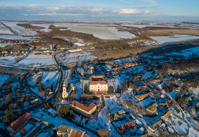 Aerial photo of Castle in Ozora, called Ozorai Pipo vara-stock-foto