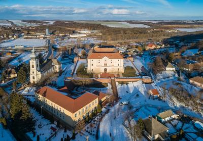 Aerial photo of Castle in Ozora, called Ozorai Pipo vara-stock-foto