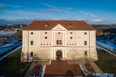 Aerial photo of Castle in Ozora, called Ozorai Pipo vara-stock-foto