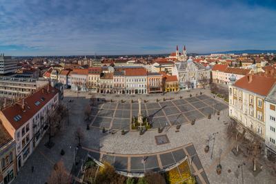 Aerial photo, Main Square of Szombathely Hungary-stock-photo