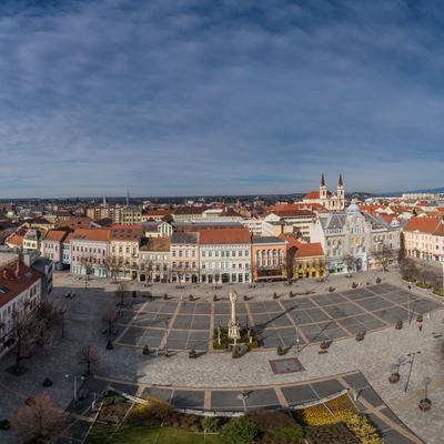 Aerial photo, Main Square of Szombathely Hungary-stock-foto