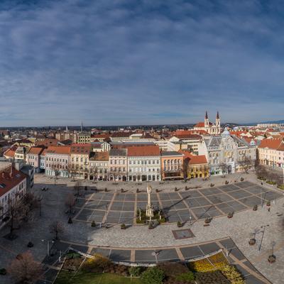 Aerial photo, Main Square of Szombathely Hungary-stock-photo