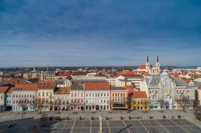 Aerial photo, Main Square of Szombathely Hungary-stock-foto