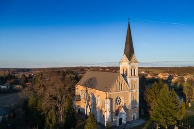Aerial photo of Church in Inke-stock-photo