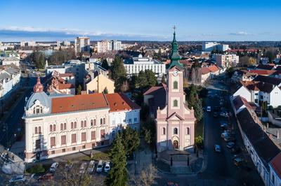 Aerial photo of Church in Nagykanizsa-stock-foto