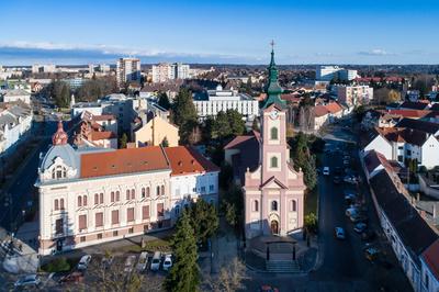 Aerial photo of Church in Nagykanizsa-stock-photo