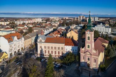 Aerial photo of Church in Nagykanizsa-stock-photo