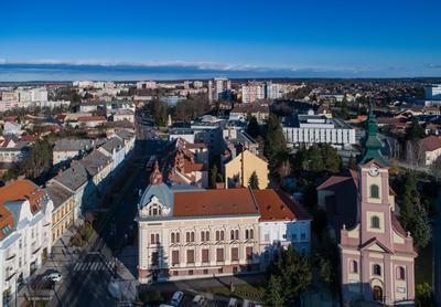 Aerial photo of Church in Nagykanizsa-stock-photo