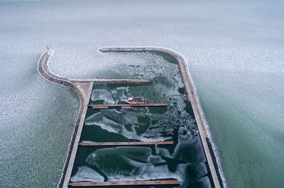 Aerial photo of Sailing boats in Lake Balaton, at Balatonfenyves-stock-foto