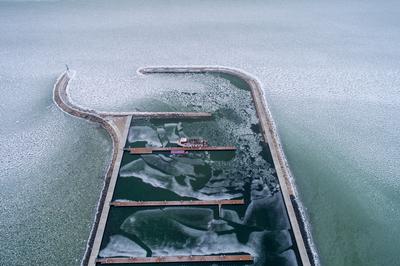 Aerial photo of Sailing boats in Lake Balaton, at Balatonfenyves-stock-photo