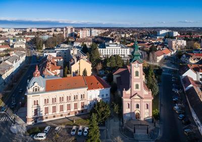 Aerial photo of Church in Nagykanizsa-stock-photo