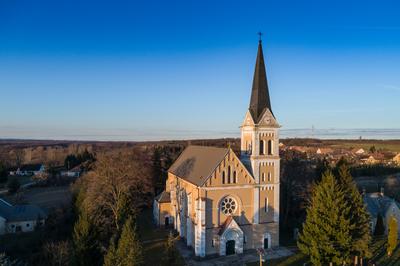 Aerial photo of Church in Inke-stock-photo