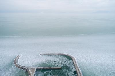 Aerial photo of Sailing boats in Lake Balaton, at Balatonfenyves-stock-foto
