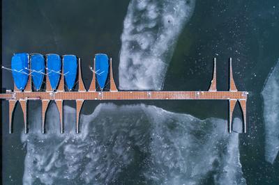 Aerial photo of Sailing boats in Lake Balaton, at Balatonfenyves-stock-foto