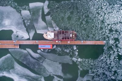 Aerial photo of Sailing boats in Lake Balaton, at Balatonfenyves-stock-foto