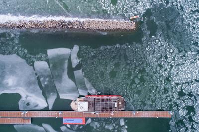 Aerial photo of Sailing boats in Lake Balaton, at Balatonfenyves-stock-foto