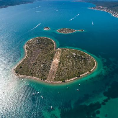 Heart shaped island of Galesnjak, aerial view, Dalmatia region of Croatia-stock-photo