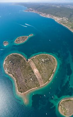 Heart shaped island of Galesnjak, aerial view, Dalmatia region of Croatia-stock-photo