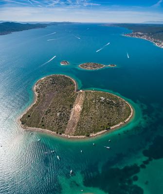 Heart shaped island of Galesnjak, aerial view, Dalmatia region of Croatia-stock-photo