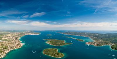 Heart shaped island of Galesnjak, aerial view, Dalmatia region of Croatia-stock-photo