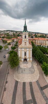 Bird eye view of Szekszard, Bela square-stock-foto
