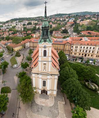 Bird eye view of Szekszard, Bela square-stock-foto